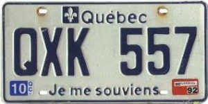 Quebec license plate